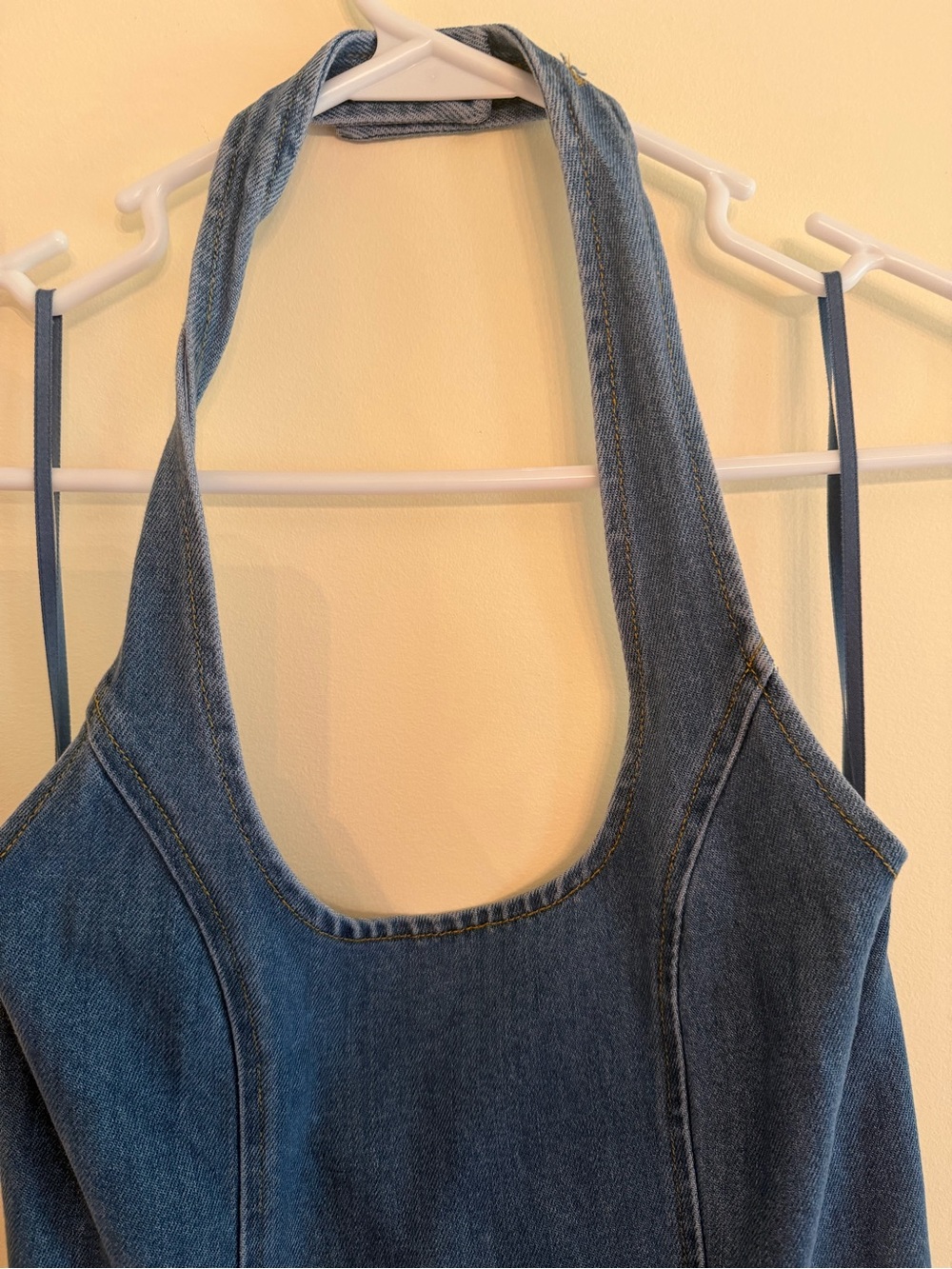 Elodie Denim Halter Maxi Dress - Blue - Picture 4 of 7